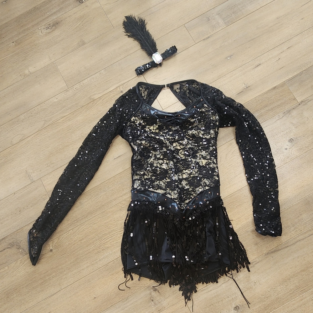 Black and Gold Sequin Dance Costume